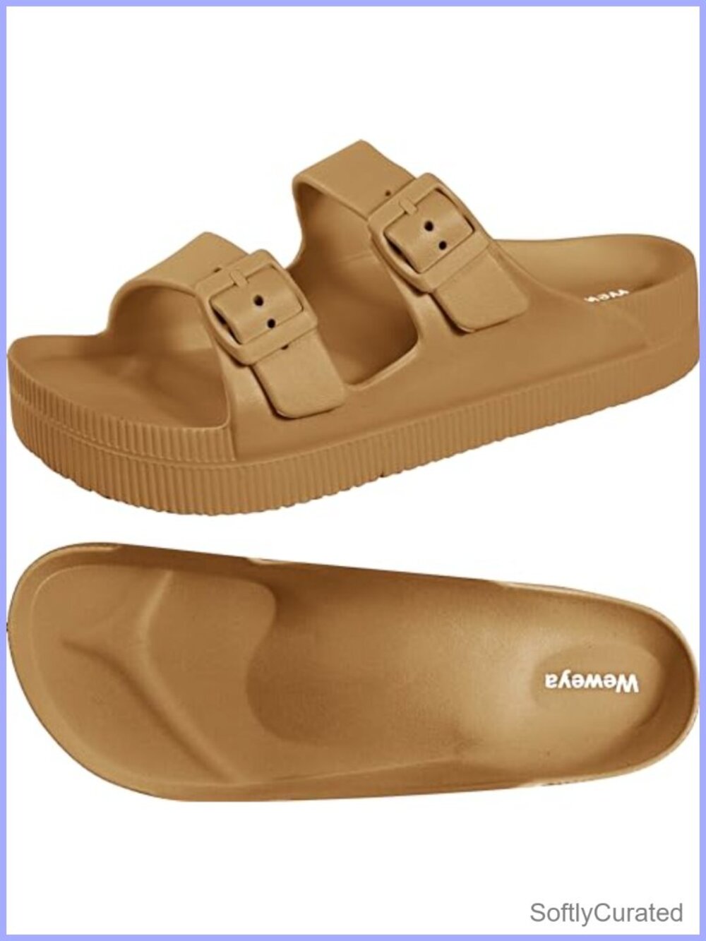 Weweya Platform Sandals Arch Support Buckle Strap Slides EVA